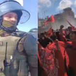 Jóvenes participan en las marchas por el 53 aniversario del golpe de Pinochet.