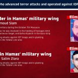 Israel confirmó la eliminación de dos integrantes de Hamás, Hassan Mahmoud Siam y Adham Sabhi Salim Ziara, responsables de ataques contra civiles y tropas en Gaza.