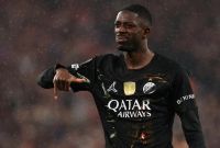 Ousmane Dembélé celebra ante Liverpool el boleto a Semifinales del PSG.