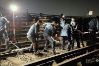 Trabajos en durmientes del Metro