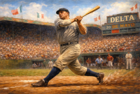 George Herman Ruth aceptó la invitación de Jorge Pasquel para dar una exhibición en el ya desaparecido campo del Parque Delta del entonces Distrito Federal.