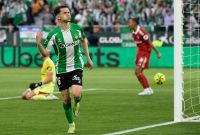 Alvaro Fidalgo celebra su primer gol con el Betis
