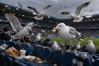 Las aves descendieron al campo de forma numerosa, después de retomar el vuelo se mantuvieron merodeando el campo.