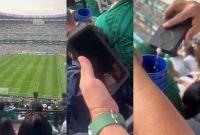 Aficionado lleva su propio alcohol al Mundial 2026 en su anforita.