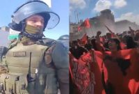 Jóvenes participan en las marchas por el 53 aniversario del golpe de Pinochet.