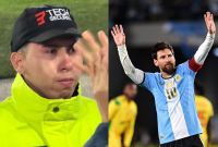 Un guardia de seguridad estuvo de espaldas mientras Messi daba su discurso, lo conmovió tanto que llegó hasta las lágrimas