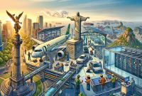 Ilustración sobre el Comercio entre México y Brasil en sectores como la aviación y el automotriz.