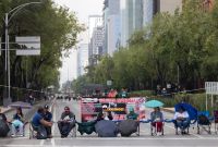 Integrantes de la Coordinadora Nacional de Trabajadores de la Educación durante un bloqueo en junio pasado, en Paseo de la Reforma y Bucareli.