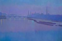 Óleo 'Londres, desde el Puente de Waterloo', de Adolfo Best Maugard, que se exhibe en el Museo Kaluz en la exposición 'El arte nuevo. Simbolismo y Art nouveau en México'