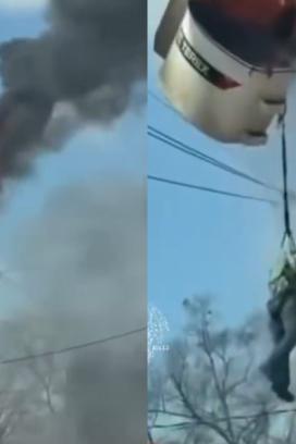 Un trabajador en Baton Rouge cayó de un camión elevador en llamas; el accidente fue captado en video y se volvió viral en redes sociales.