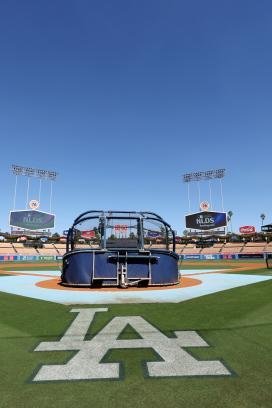 Oct 4, 2026; Los Angeles, California, USA;  A general view before game two of the NLDS for the 2026 MLB Playoffs at Uniqlo Field at Dodger Stadium.  Mandatory Credit: Kiyoshi Mio-Imagn Images