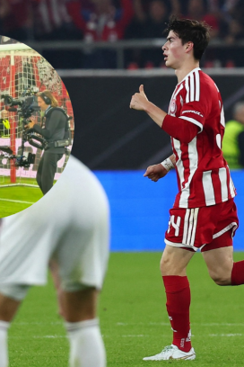 Hormiga González recibió el cariño de la afición del Olympiacos.