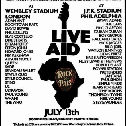 El festival se realizó de manera simultánea en el estadio Wembley de Londres y el JFK Stadium de Filadelfia.