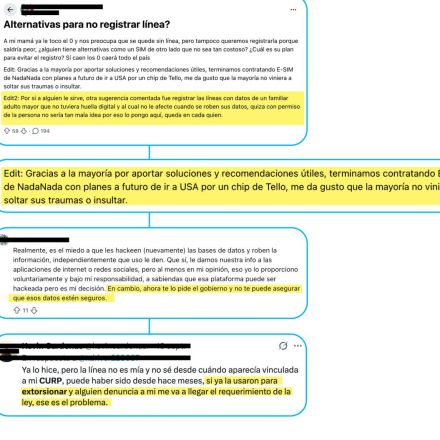 En redes sociales, los usuarios de telefonía celular comparten alternativas para evitar registrar sus líneas en el padrón obligatorio.