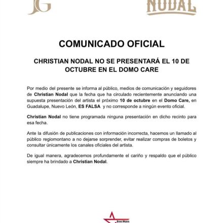 JG Music aclaró que Nodal no tiene concierto confirmado en el Domo Care.