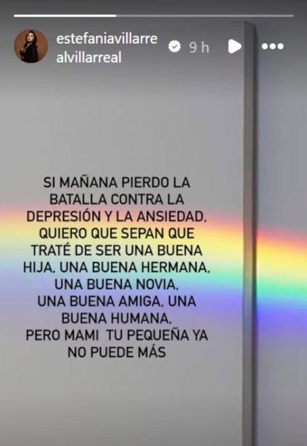 Estefanía Villarreal compartió un mensaje que preocupó a sus seguidores.