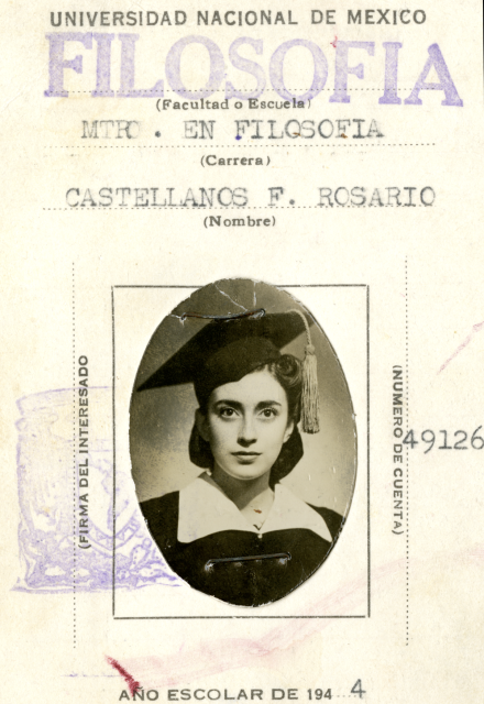 Cortesía: Colegio de San Ildefonso, a partir de la exposición 'Un cielo sin fronteras. Rosario Castellanos: archivo inédito'.