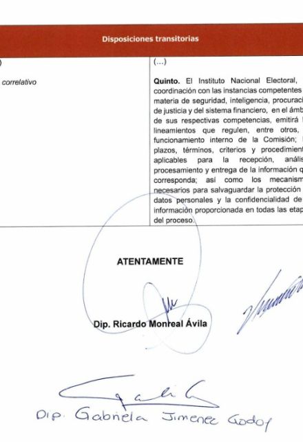 La reserva la firma el diputado Ricardo Monreal.
