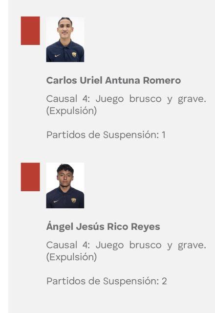 Antuna y Rico no podrán jugar con Pumas en las primeras jornadas del Apertura 2026