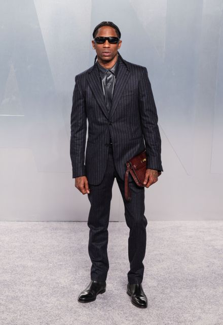 Travis Scott arrives at the 2026 Vanity Fair Oscar Party (98th Annual Academy Awards) Hosted By Mark Guiducci held at the David Geffen Galleries at the Los Angeles County Museum of Art (LACMA) at 5905 Wilshire Blvd on March 15, 2026 in Museum Row, Miracle Mile, Los Angeles, California, United States. (Photo by Xavier Collin/Image Press Agency/NurPhoto) Image Press Agency / NurPhoto / NurPhoto via AFP
