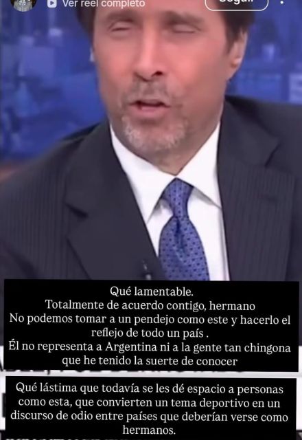 Alejandro Fernández reacciona a comentarios de conductor argentino.