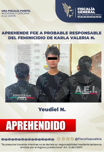 Ficha de captura de Yeudiel N.