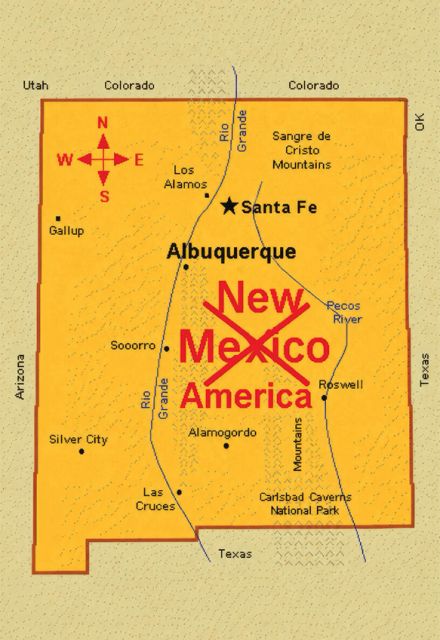 Mapa de Nuevo México que Trump modificó por Nueva América