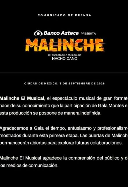 Gala Montes emite comunicado tras su salida de Malinche.