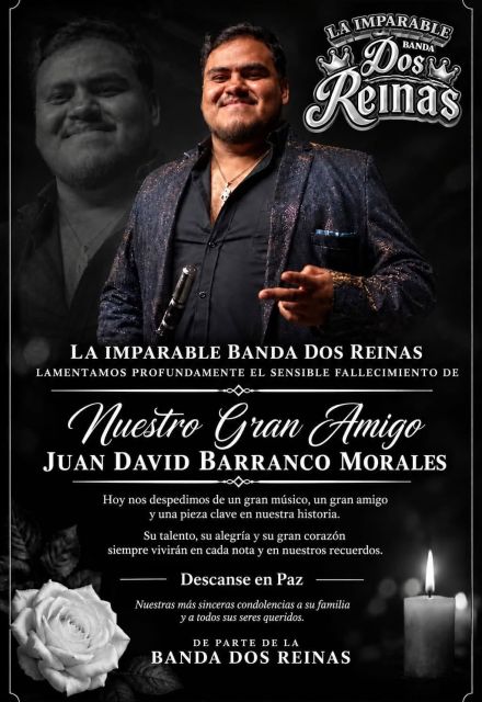 Juan David Barranco Morales, músico fallecido en Tlaxcala.