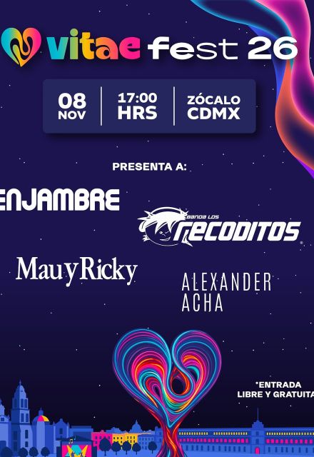 Vitae Fest anuncia su programación gratuita en el Zócalo capitalino
