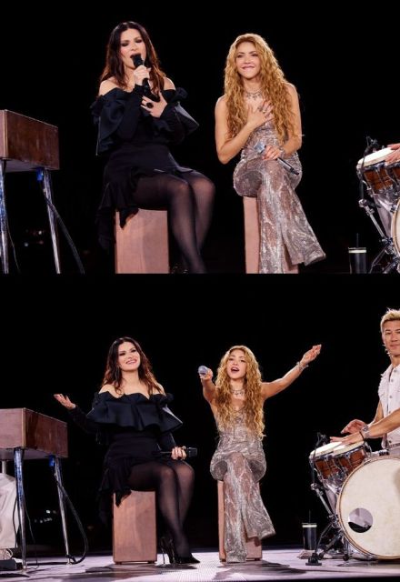 Laura Pausini también formó parte del cierre del concierto de Shakira.