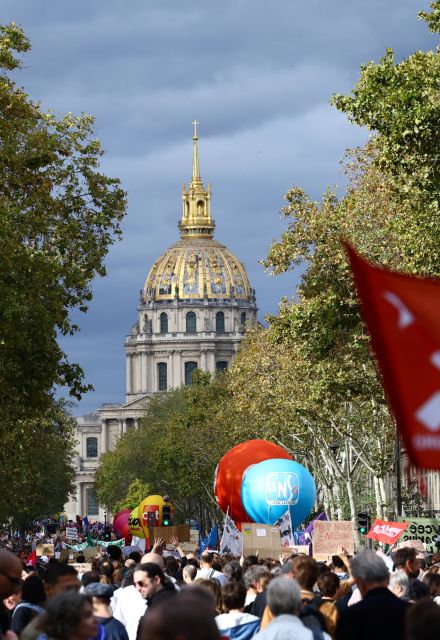 Manifestaciones registradas en calles de París, Francia