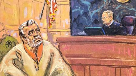 Dibujo del juicio de El mayo Zambada en EU.