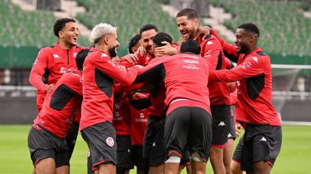 Jugadores de la Selección de Túnez en un entrenamiento