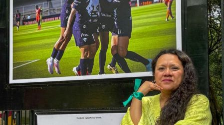 "Festejo de las Pumas", de Elizabeth Velázquez, podrá visitarse hasta el 19 de julio en la Galería Abierta del Bosque de Chapultepec.
