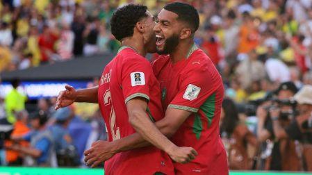 Ismael Saibari celebra el gol de Marruecos ante Brasil en el Mundial 2026.