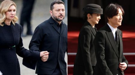 El príncipe heredero Akishino y la princesa Kiko representaron a la familia imperial japonesa.