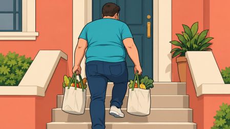 Un hombre subiendo las escaleras de su casa