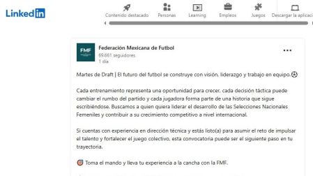 La Selección Mexicana femenil busca entrenador para categorías inferiores.