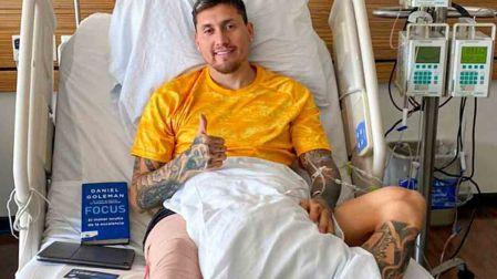 Nicolás Castillo permanece en terapia intermedia para evitar contratiempos. Foto de Twitter: @ClubAmerica