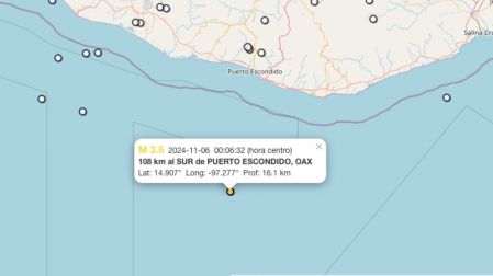 Sismo hoy 6 de noviembre de 2024 en Puerto Escondido, Oaxaca
