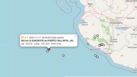 Temblor hoy 11 de noviembre de 2024 en Puerto Vallarta, Jalisco
