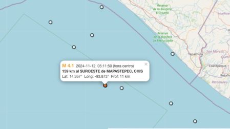 Temblor hoy 12 de noviembre de 2024 en Mapastepec, Chiapas