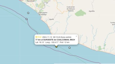 Sismo hoy 12 de noviembre de 2024 en Coalcomán, Michoacán