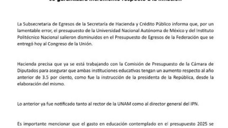 Dopcumento de Hacienda en el que corrije el error