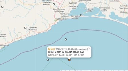 Mapa sismo hoy 19 de diciembre de 2023 en Salina Cruz, Oaxaca