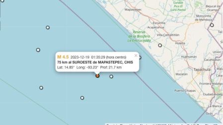 Mapa sismo hoy 19 de diciembre en Mapastepec, Chiapas