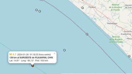 Mapa sismo hoy 26 de enero de 2024 en Pijijiapan, Chiapas