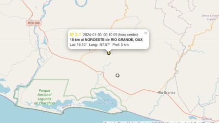 Mapa sismo hoy 30 de enero de 2024 en Río Grande, Oaxaca