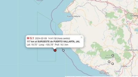 Mapa sismo hoy 9 de febrero de 2024 en Puerto Vallarta, Jalisco
